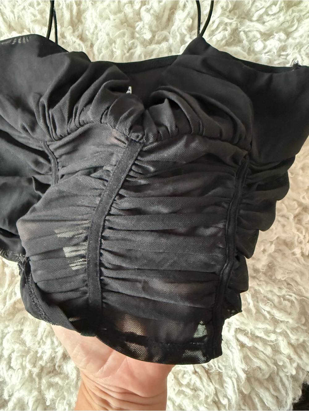 Princess Polly Black Ruched Crop Cami  / 90’s Edgy/ Dark Feminine / Alternative - Picture 5 of 13